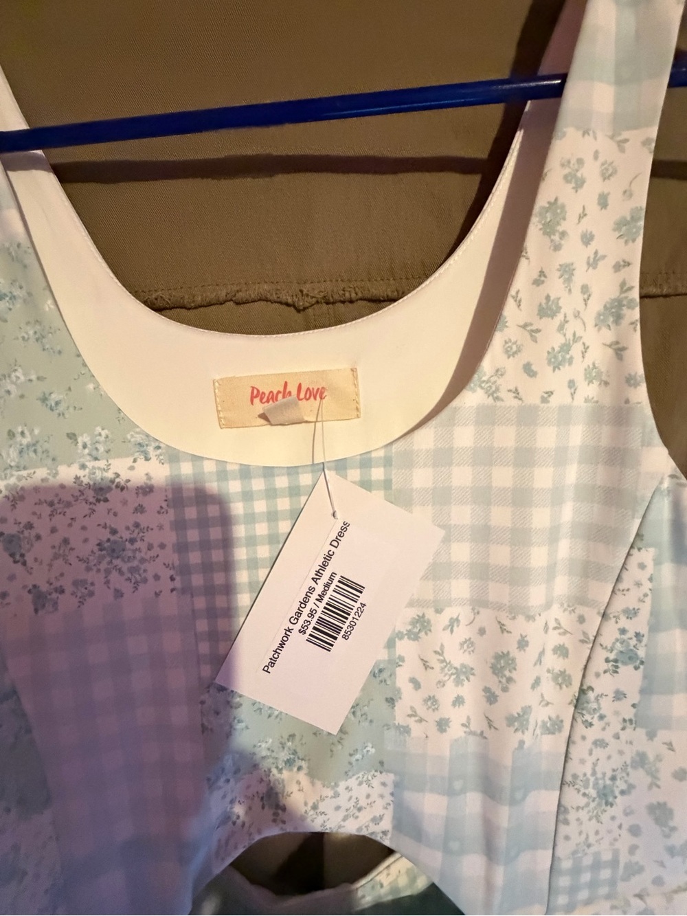 Peach Love California Girls' Pastel Blue & White Patchwork Dress